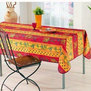 60x96" RECTANGLE LEMONS & LAVENDER RED TABLECLOTH